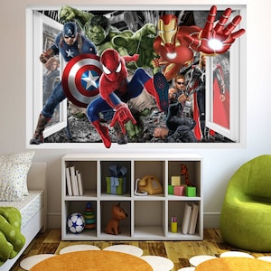 Superheroes Avengers Hulk Spiderman Wall Sticker Art Poster Mural Transfer Decal Print Living Room Home Nursery Office Shop Decor ID321