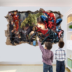 Super Size Superhero Avengers Wall Sticker Spiderman Thor Iron-man Art  Poster Mural Decal Office Nursery ID735