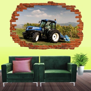 Agricultural Tractor Farming Machinery Wall Sticker Art Poster Mural Transfer Decal Print Living Room Home Nursery Office Shop Decor ID316