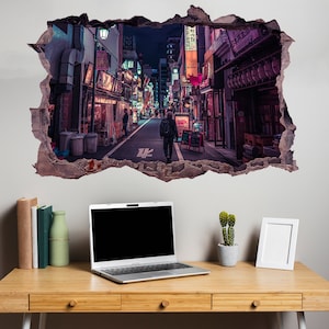Tokyo Vaporvawe Synthwave Street View Wall Sticker Art Poster Mural Transfer Decal Print Room Home Nursery Office Shop Decor ID367
