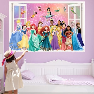 Prinzessin Charaktere und Feen Regenbogen Wandaufkleber Mädchenzimmer Dekor ID720