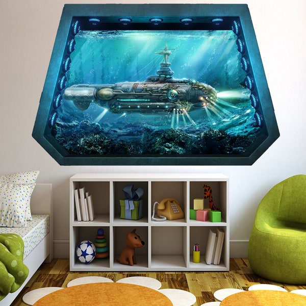 Submarine Under The Sea Wall Sticker Art Poster Mural Decal Room Office Nursery Decor ID209