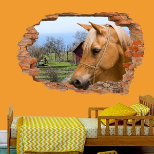 Beau travail cheval ferme maison champs mur Sticker mural affiche décalcomanie chambre bureau pépinière décor ID623