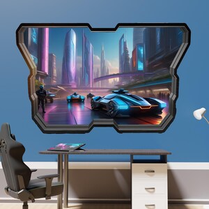 Futuristic Police Car Mural Wall Art Sticker Decal Poster Office Nursery Room Home Decor ID921