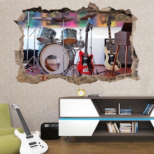 Music Band Equipment Wall Sticker Art Poster Mural Transfer Decal Print Room Home Nursery Office Shop Decor ID565