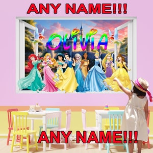 Prinsessenthema Gepersonaliseerde Naam Muursticker Kunst Muurschildering Decal Aangepaste Poster Slaapkamer Kinderkamer Decor