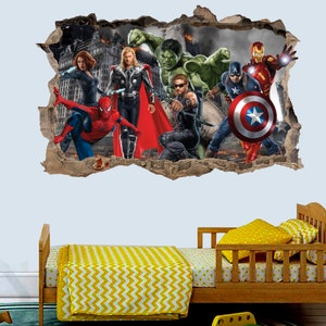 Superheroes Avengers Ironman Spiderman Wall Sticker Art 3D Effect Poster Mural Decal Room Office Nursery Decor ID249
