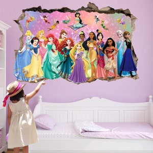 Princess Characters and Fairies Rainbow Wall Sticker Mural Poster Decal Girls Room Nursery Decor ID715