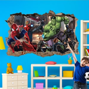 Stickers muraux Super-héros Avengers Décoration de chambre Stickers muraux Thor Hulk Poster Sticker mural chambre d&#39;enfant ID741