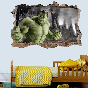 Naklejka ścienna Hulk Fikcyjny Superbohater Sztuka 3D Efekt Plakat Naklejka Ścienna Pokój Biuro Wystrój Pokoju Dziecięcego ID231