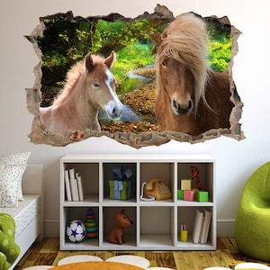 Bellissimo cavallo e puledro fiume foresta murale adesivo poster decalcomania camera ufficio asilo nido decorazione ID622