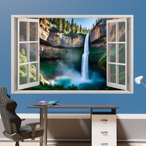 Waterfall Forest Nature Mural Self-adhesive Wall Sticker Art Decal Poster Office Nursery Room Home Decor ID887