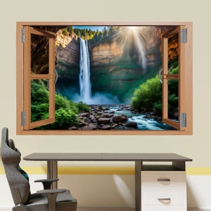Waterfall Forest Wall Sticker Nature Art Mural Decal Poster Office Nursery Room Home Decor ID886