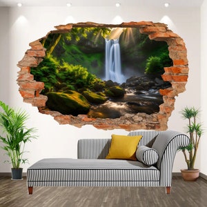 Extra Big Waterfall Nature Mural Self-adhesive Wall Sticker Art Decal Poster Office Nursery Room Home Decor ID888