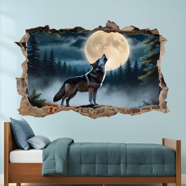 Sticker mural loup - Etsy France