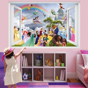 Princesa personajes pared pegatina mural cartel calcomanía niñas habitación oficina guardería decoración