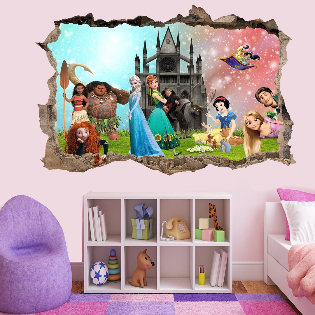 Princess Characters Prince Pets Wall Sticker Mural Poster Decal Girls ...