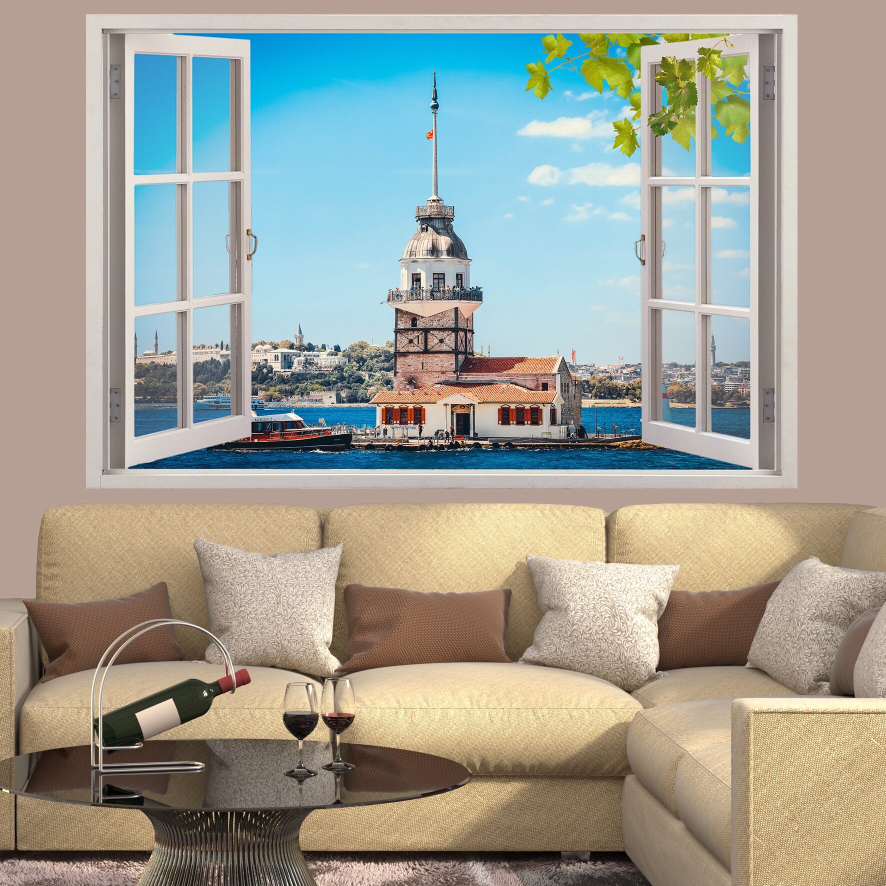 Turkey Istanbul Maiden Tower Wall Sticker Art Poster Mural Transfer ...
