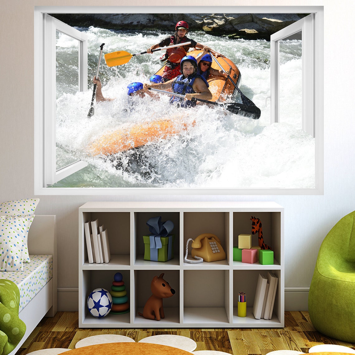 River Raft Sticker River Rafting Boat Ride Wall Sticker Art Poster Mural Transfer Decal ...