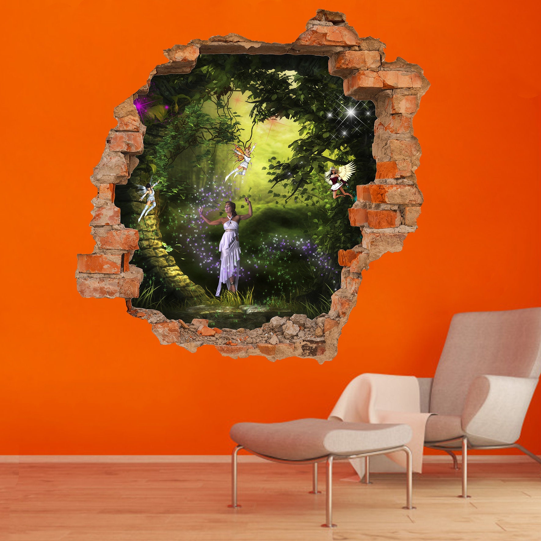Enchanted Forest Princess Fairies Wall Sticker Art Poster Mural ...