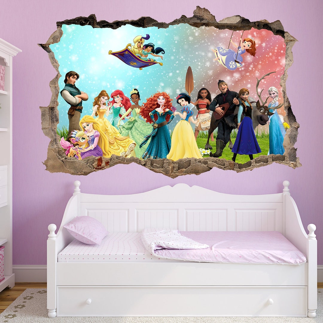 Princess Characters Prince Pets Wall Sticker Mural Poster Decal Girls ...