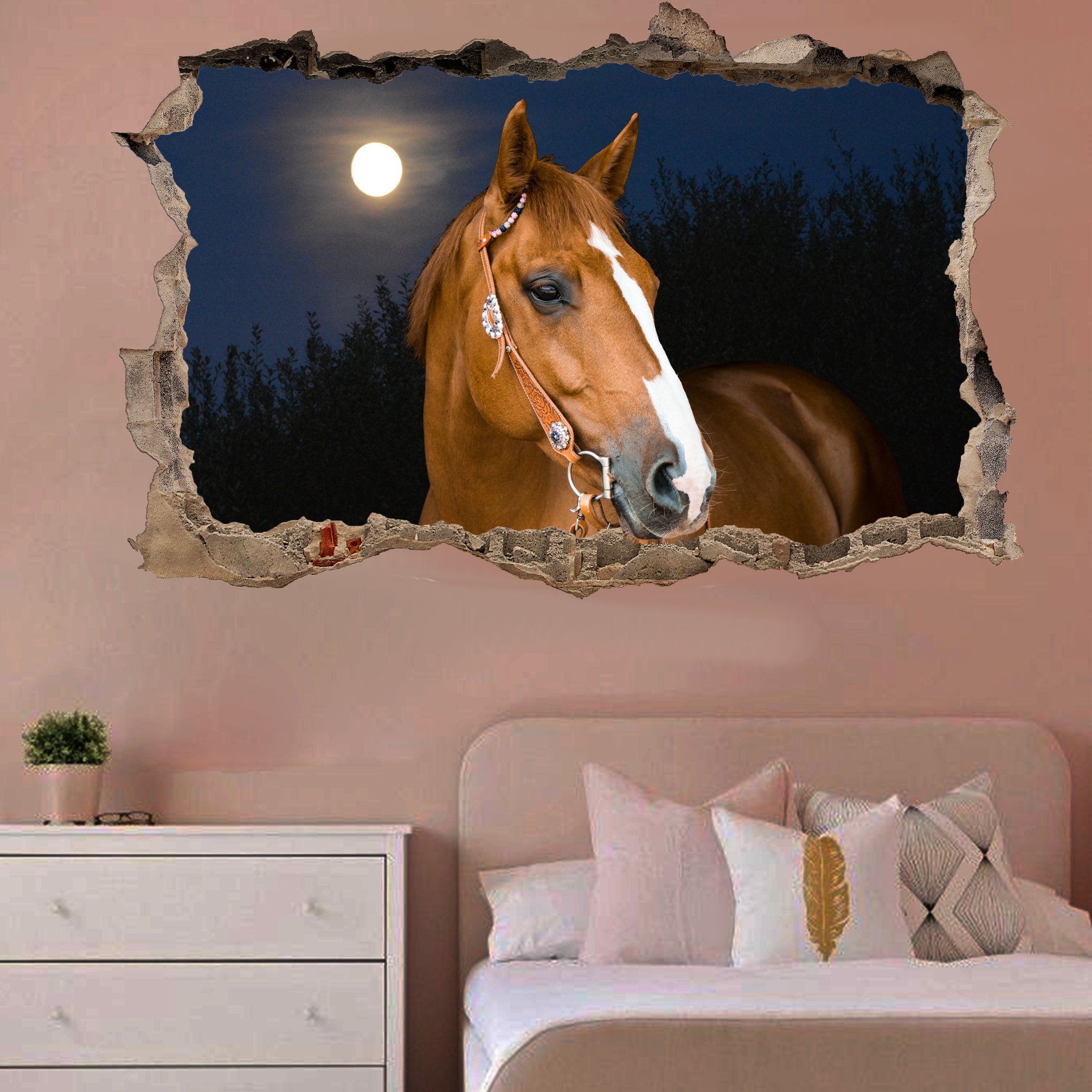 Beautiful Brown Horse Wall Mural Sticker Poster Decal Room Etsy