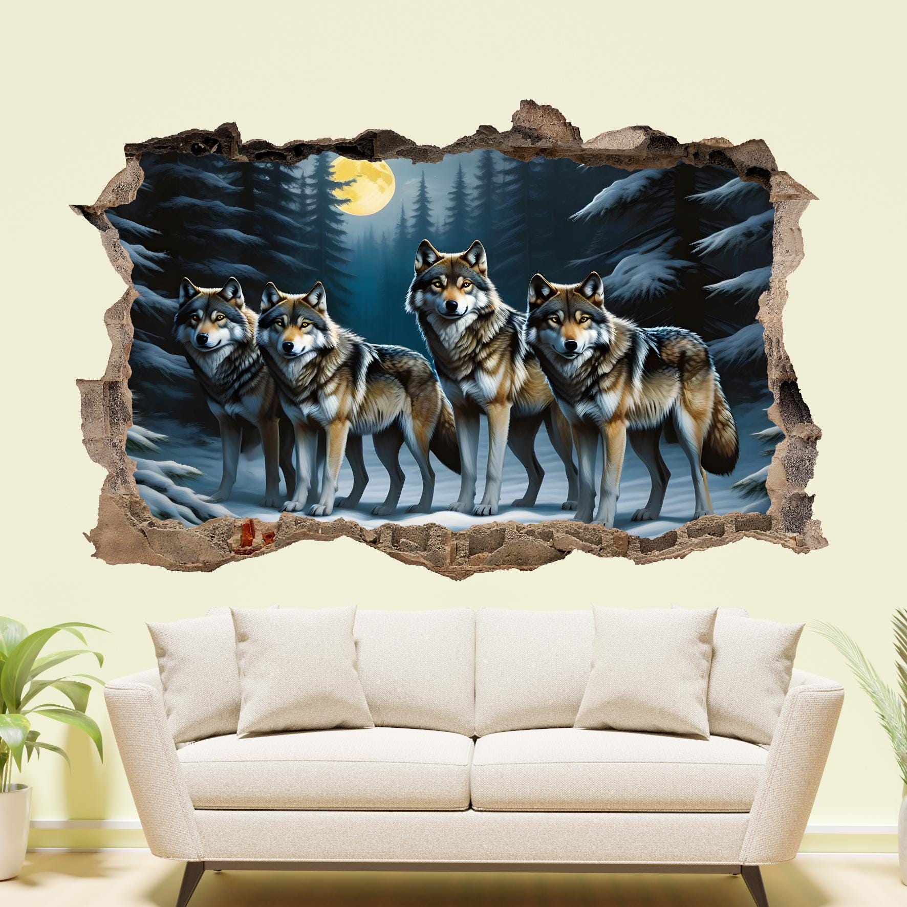 Pack of Wolves Large Decal Mural Wall Sticker Poster Office Nursery ...
