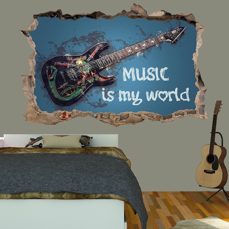 Music Guitar Rock Wall Sticker Art Poster Mural Transfer Decal Print ...
