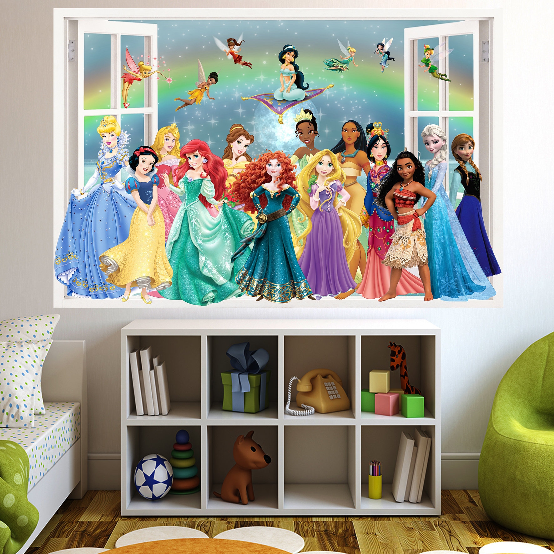 Princecss Faeries Princess Characters and Fairies Rainbow Wall Sticker Mural Poster Decal ...