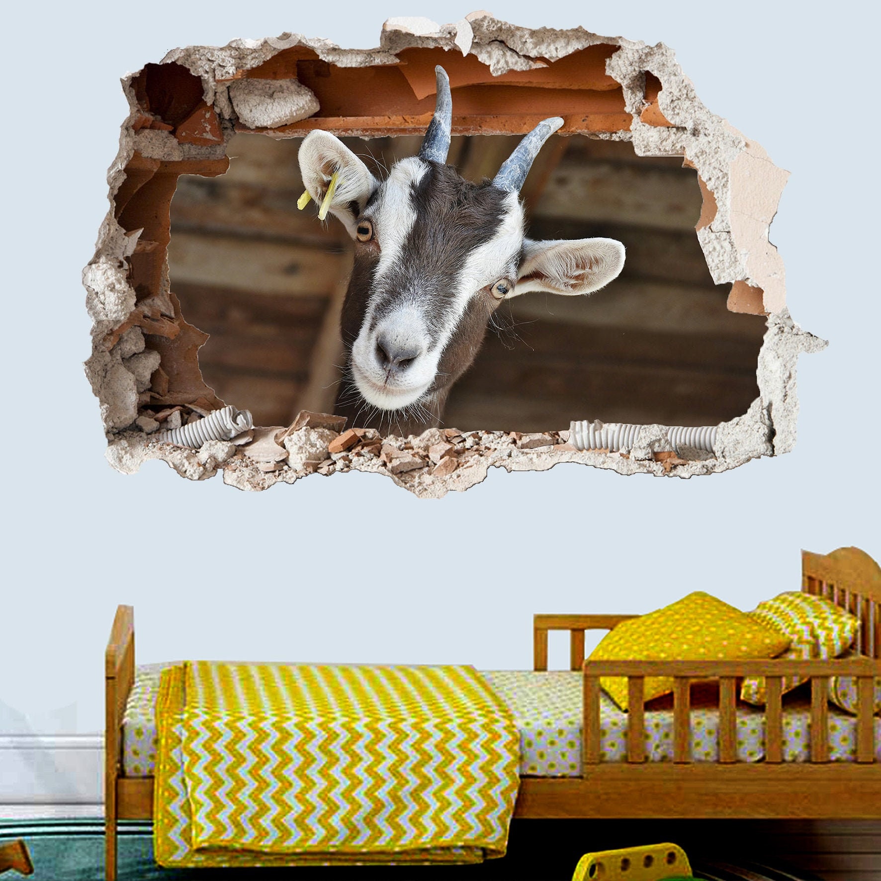 Farm Animals Funny Goat Barn Wall Sticker Art Poster Mural Etsy UK
