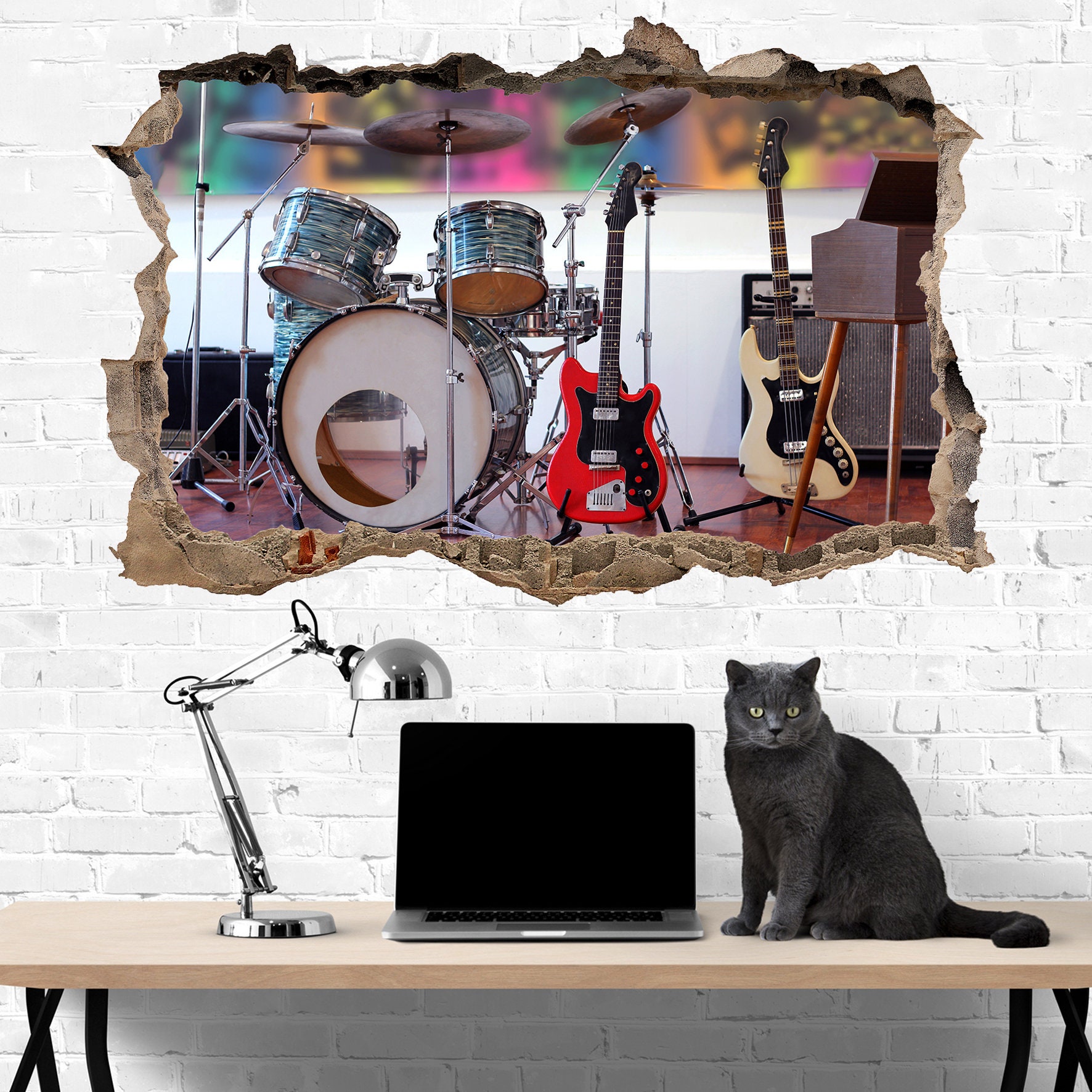 Music Band Equipment Wall Sticker Art Poster Mural Transfer Decal Print ...