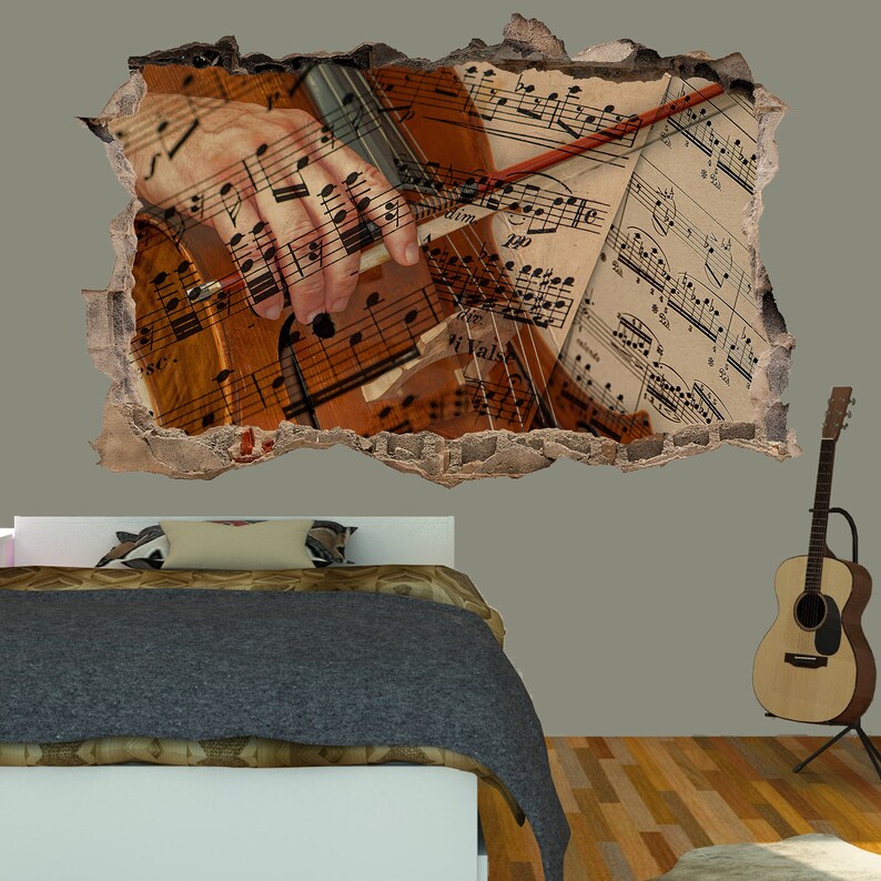 Musician Violin Musical Notes Wall Sticker Art Poster Mural Transfer Decal Print Room Home Nursery Office Shop Decor ID567 zdjęcie 2