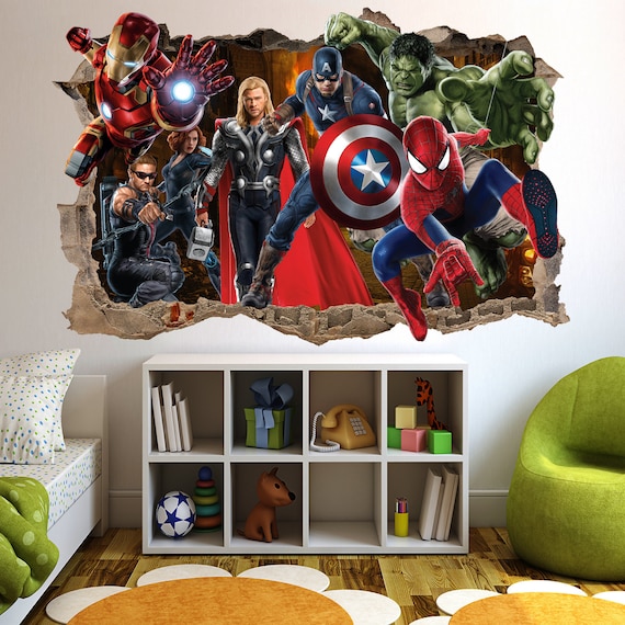 Marvel removable stickers, Set (4), Multicolored