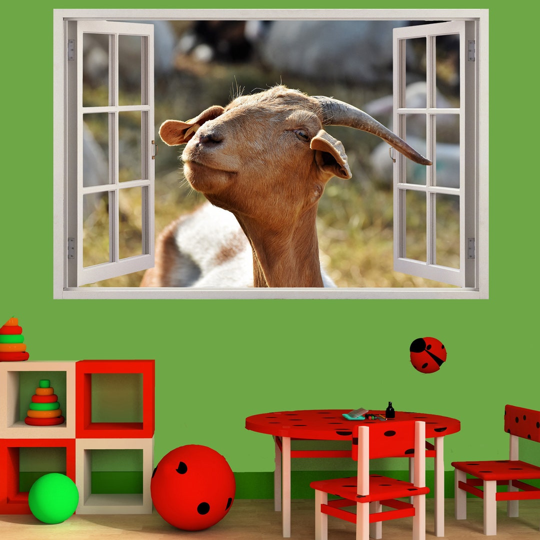 Farm Animals Funny Goat Wall Sticker Art Poster Mural Transfer Etsy