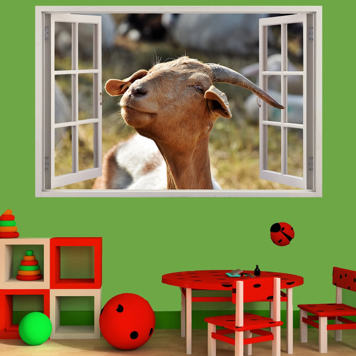 Farm Animals Funny Goat Wall Sticker Art Poster Mural Transfer Etsy