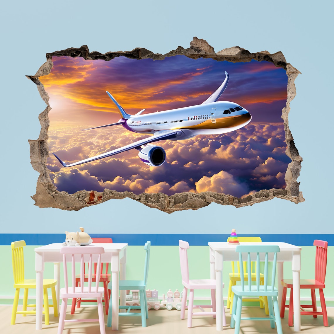 Airplane Sticker Post Airplane Wall Sticker Self-adhesive Mural Decal Poster Office Nursery ...