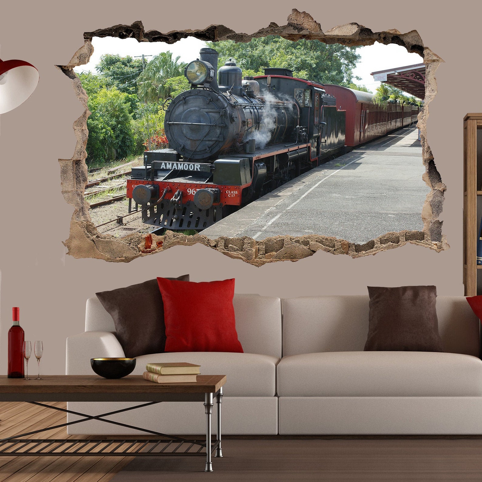 Old Nostalgic Steam Train Station Wall Sticker Art Poster Mural ...