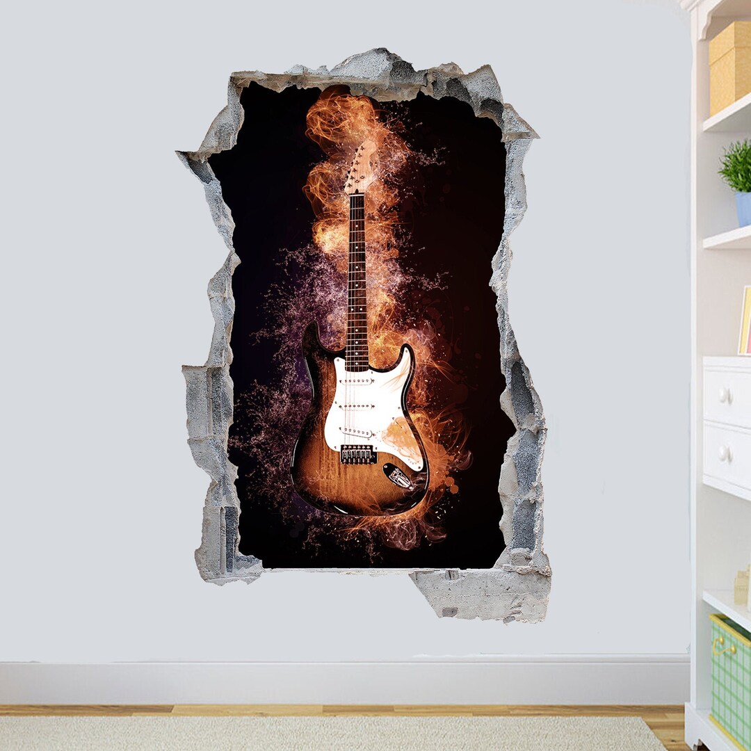 Music Guitar Rock Wall Sticker Art Poster Mural Transfer Decal Print ...