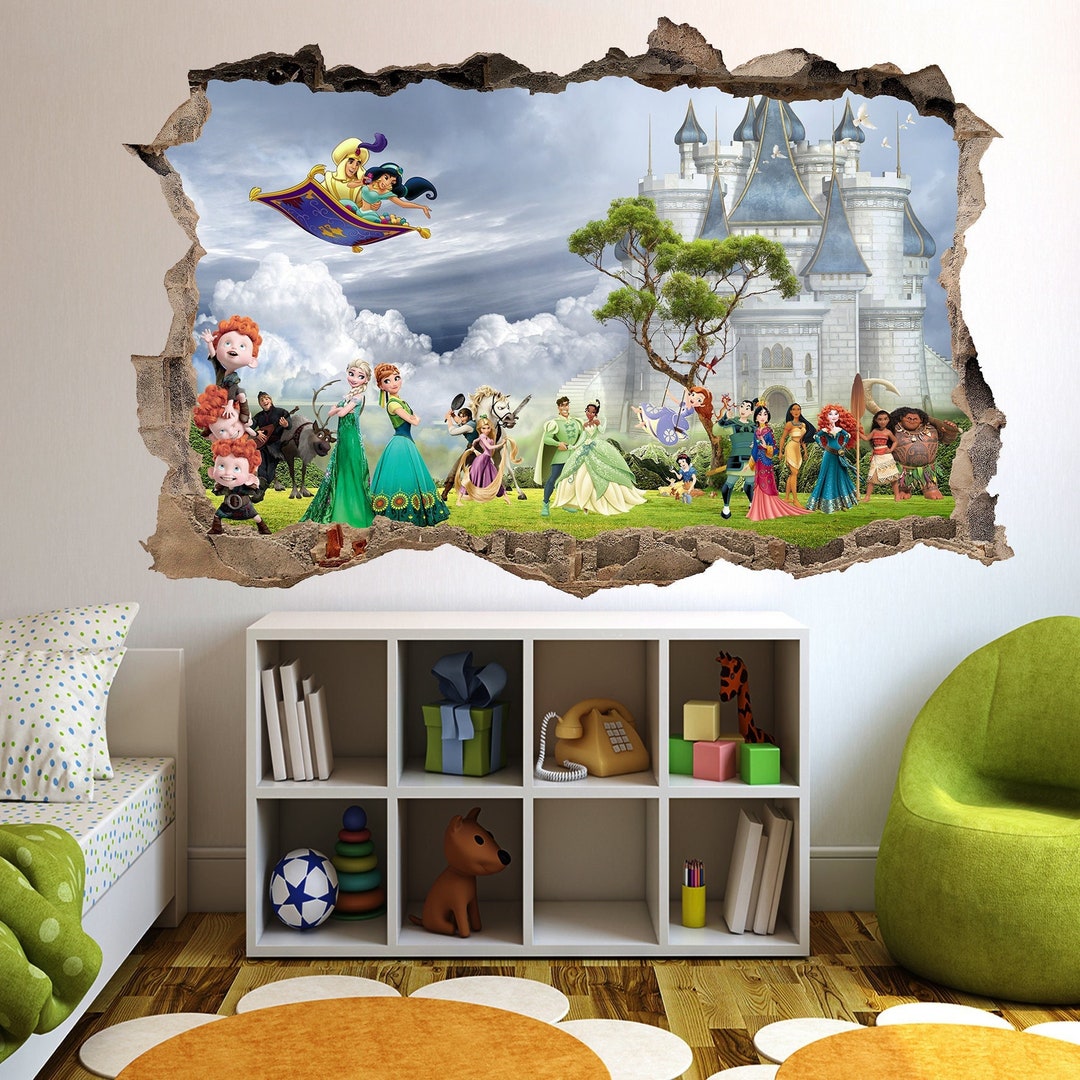 Princess Characters Castle Prince Pets Wall Sticker Mural Poster Decal ...