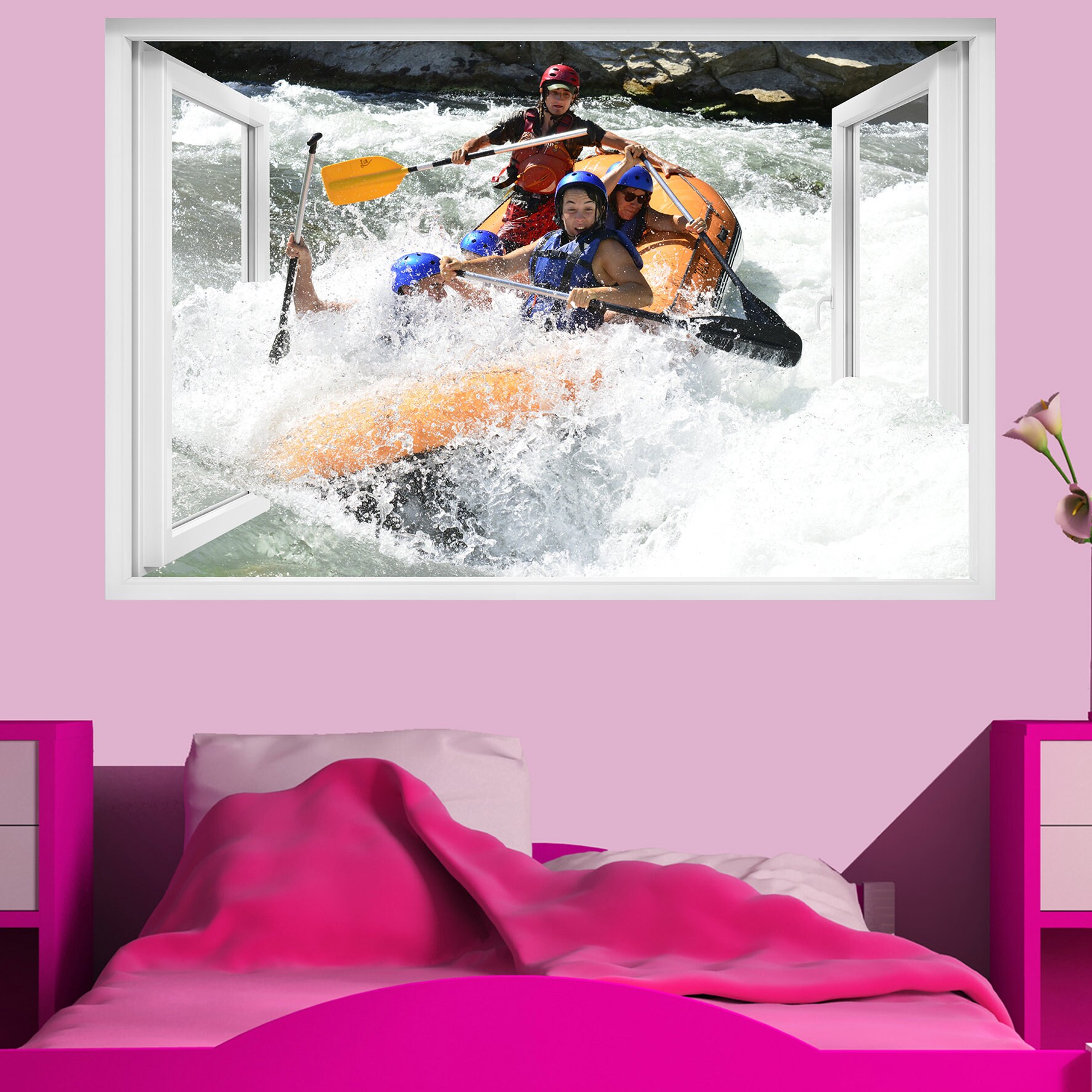 River Raft Poster River Rafting Boat Ride Wall Sticker Art Poster Mural Transfer Decal ...