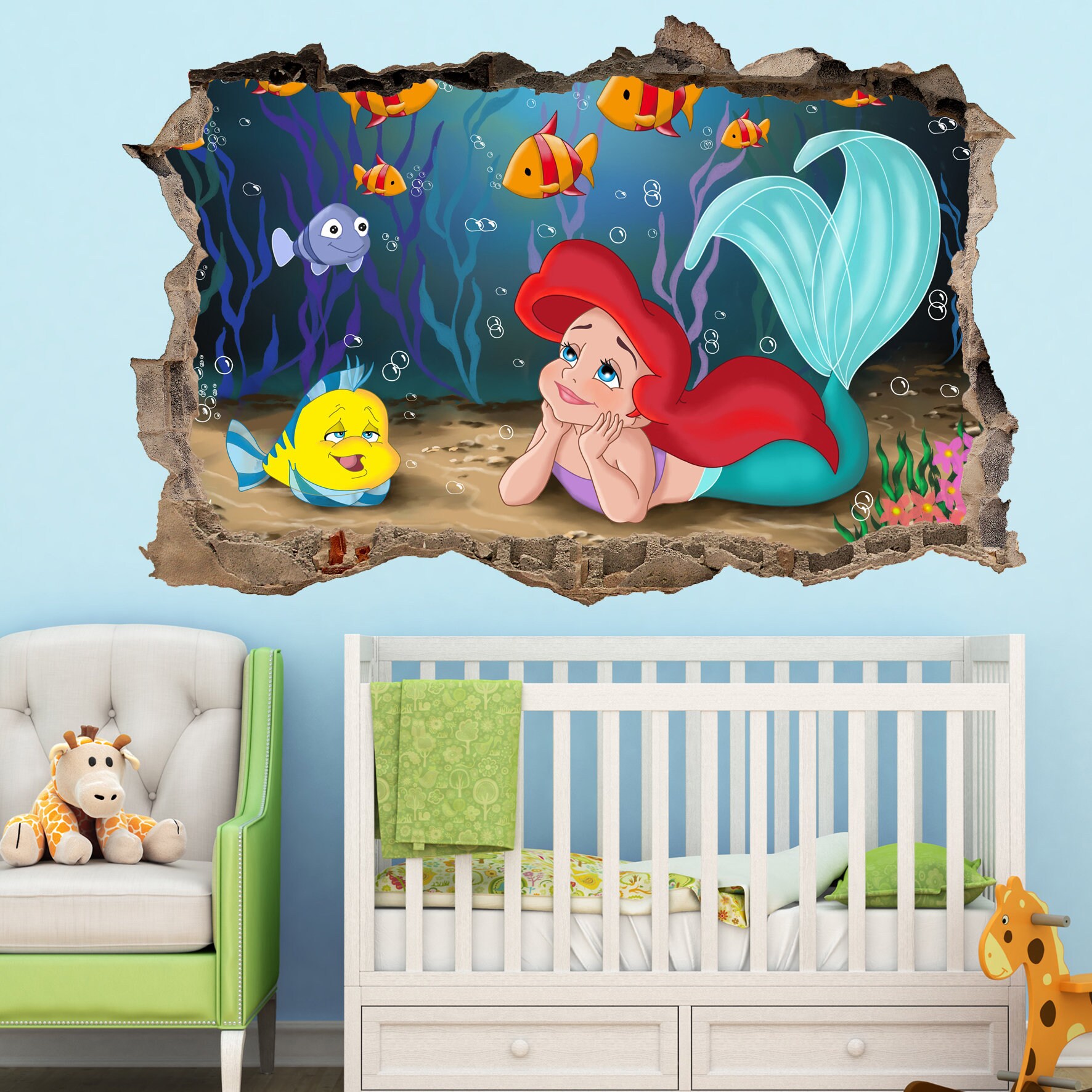 Mermaid Fish Underwater Wall Sticker Art Poster Mural Decal Room Office ...