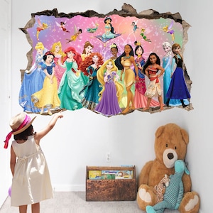 Princess Characters and Fairies Rainbow Wall Sticker Mural Poster Decal Girls Room Nursery Decor ID715 image 2