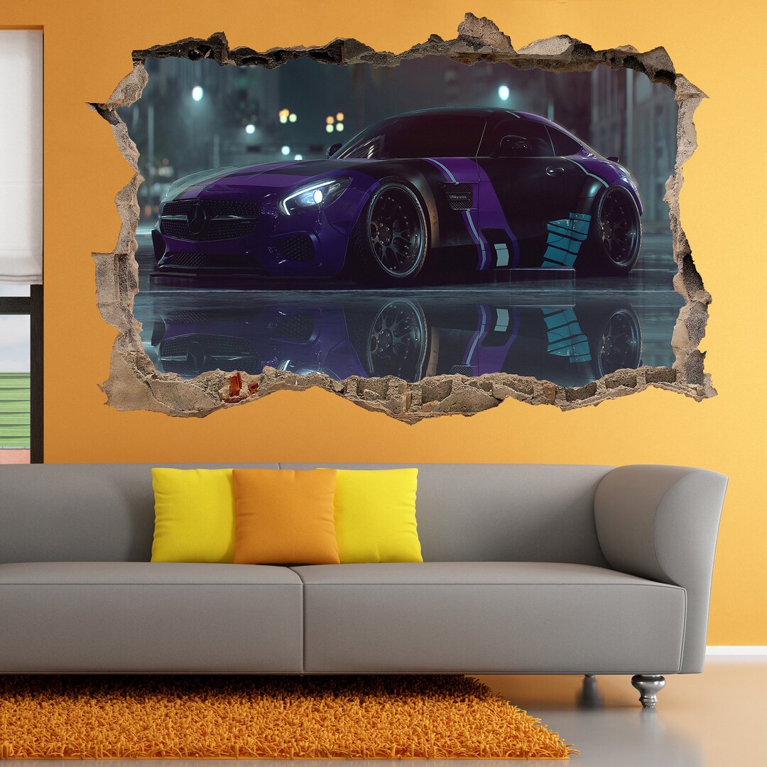 Wall Paper Sticker Racing Street Racing Super Sports Car Wall Sticker Art Poster Mural Transfer ...