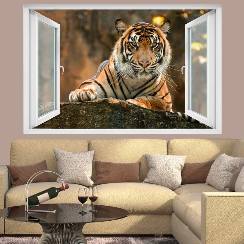 Wildlife Big Cats Tiger Wall Sticker Art Poster Mural Transfer Decal ...