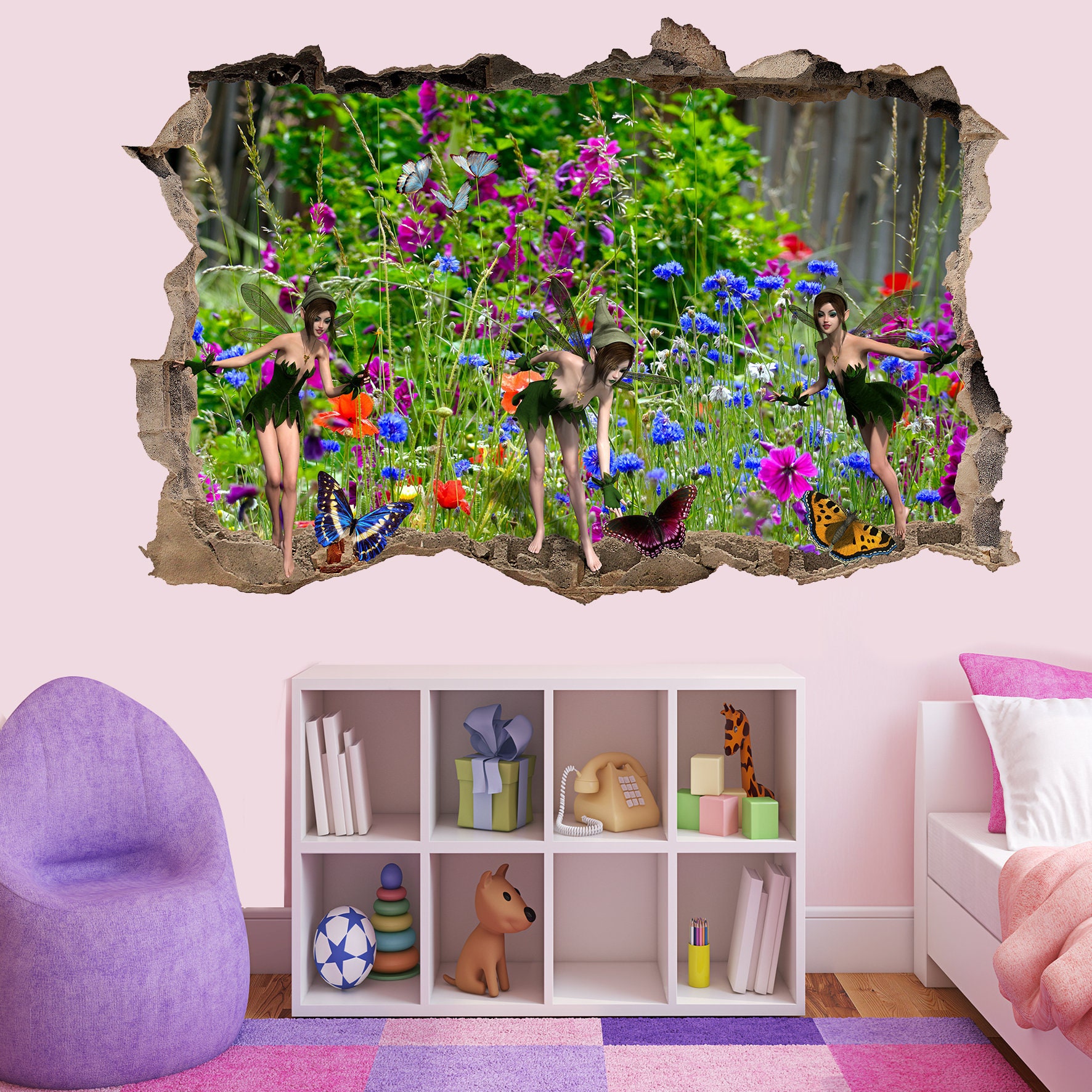 Enchanted Forest Fairies Butterflies Wall Sticker Art Poster Mural ...