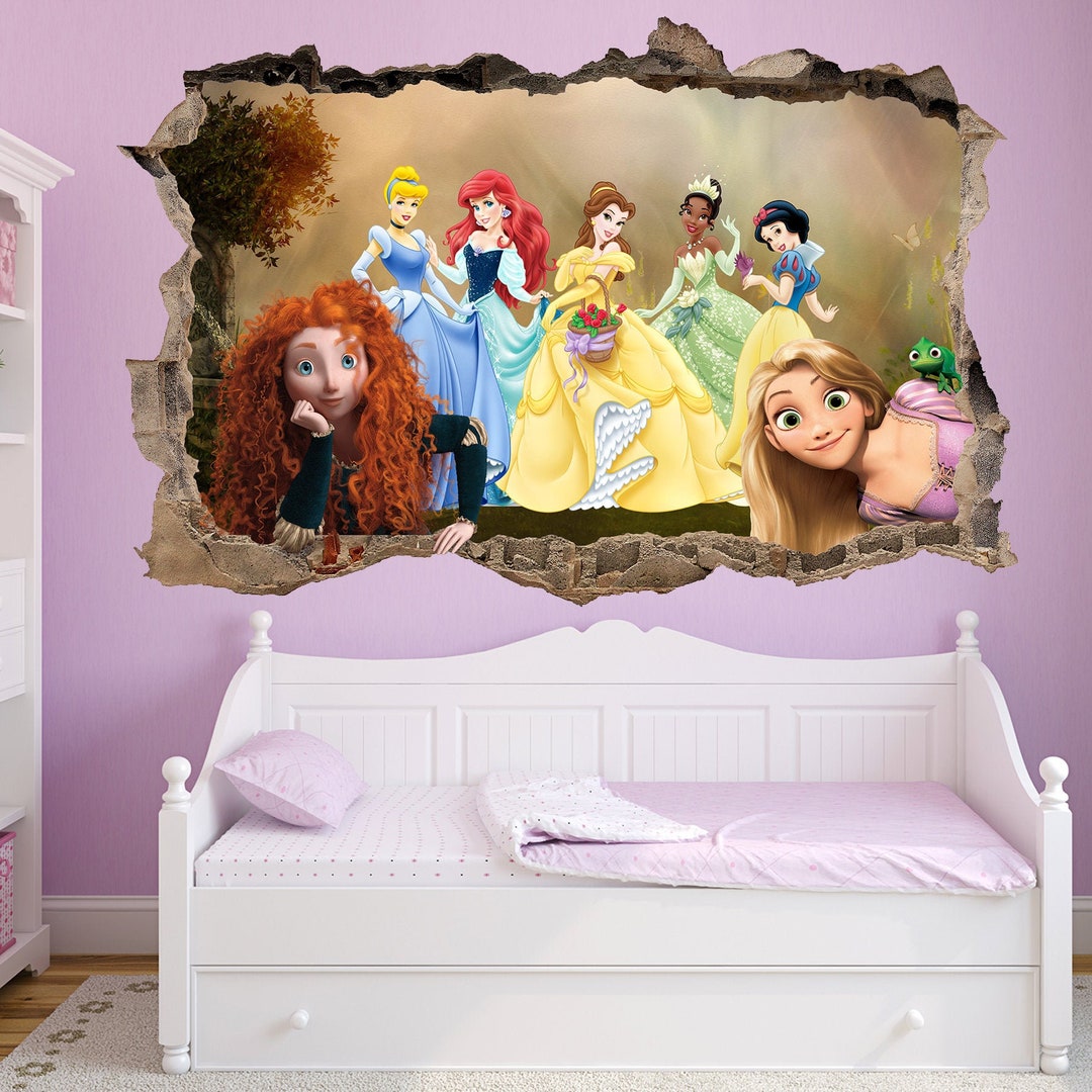 Princess Characters Wall Sticker Mural Poster Decal Girls Room Office ...