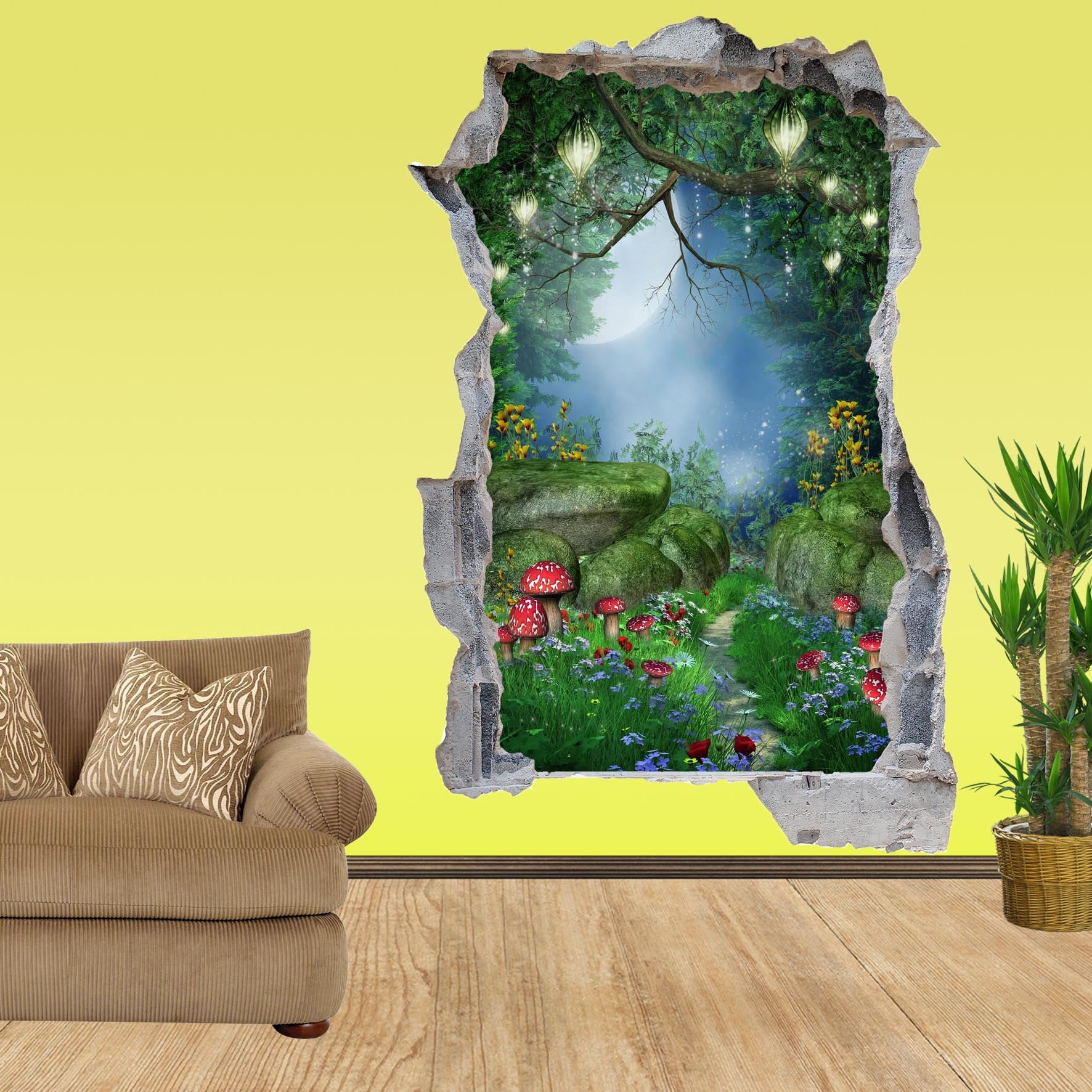 Fantasy Magical Enchanted Forest Wall Sticker Mural Poster Decal Room ...