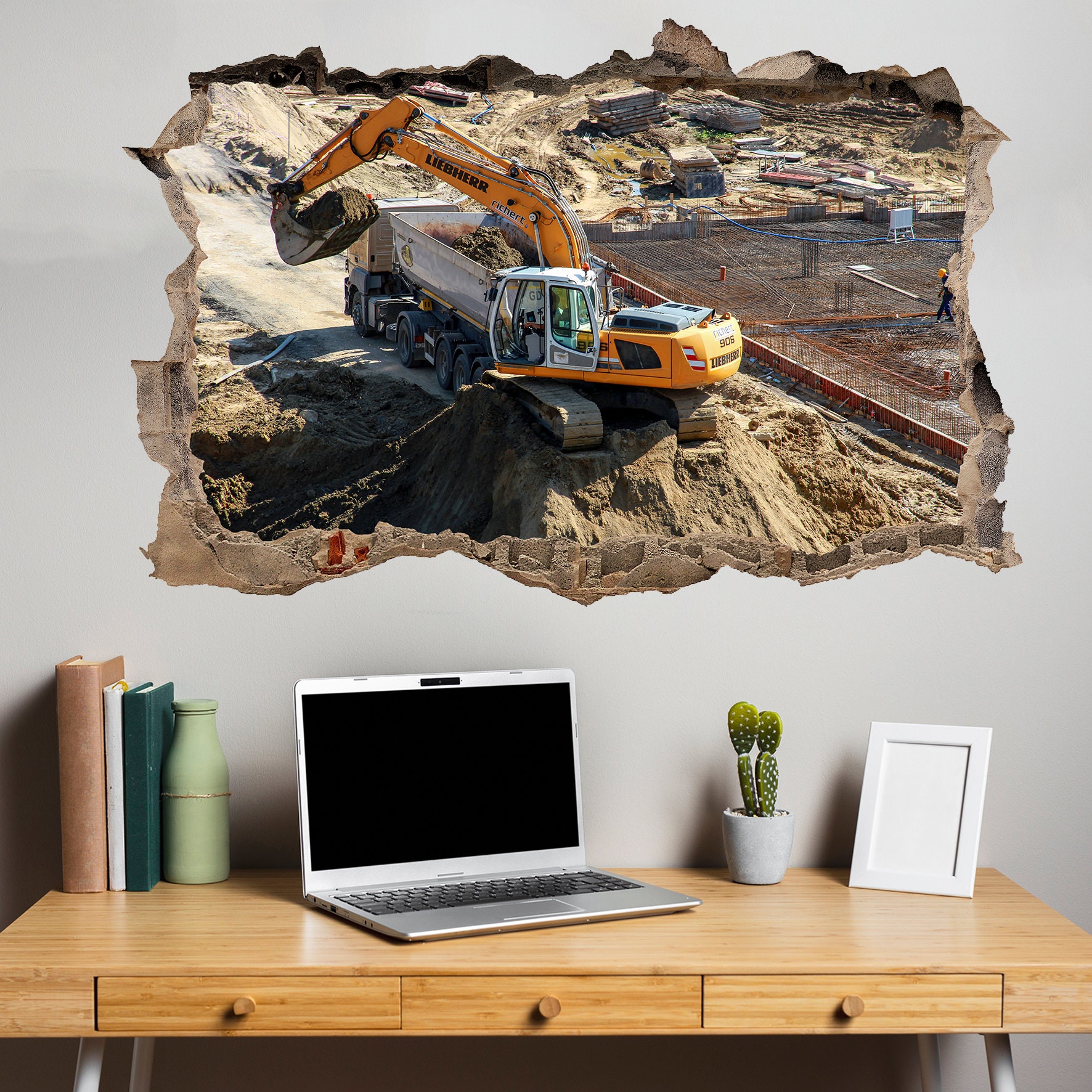Autocollants muraux Pelle Chemin De Fer Travaux Mur Autocollant Affiche Autocollants muraux Pelle Chemin De Fer Travaux Mur Autocollant Affiche