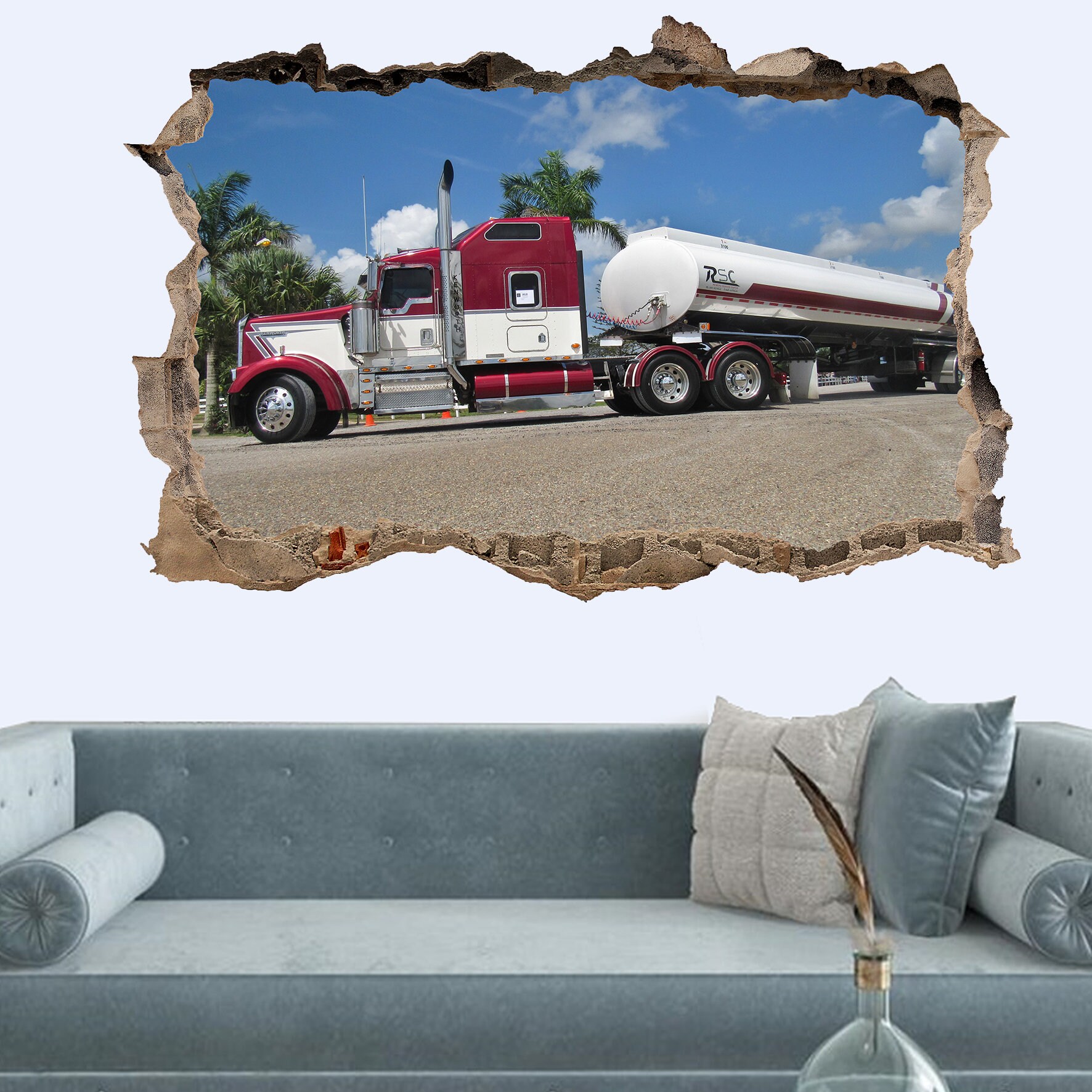 Big American Tanker Truck Wall Sticker Art Poster Mural Transfer Decal ...