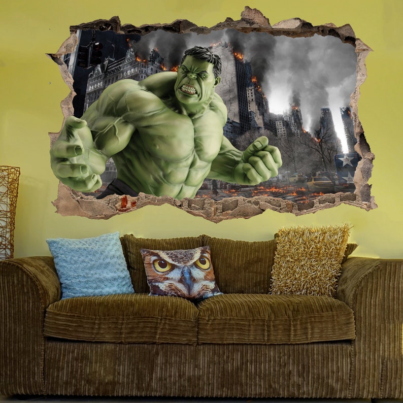 Hulk Fictional Superhero Wall Sticker Art 3D Effect Poster Etsy